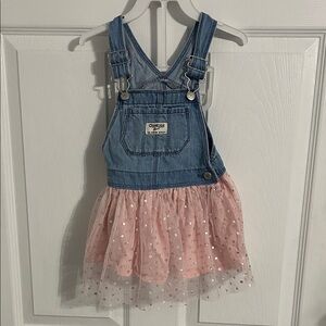 OshKosh B'gosh Denim and Pink Tulle Kids Overalls